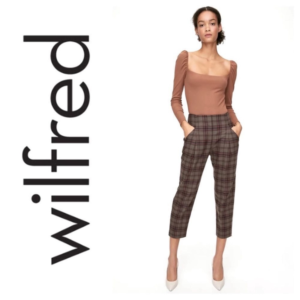 Aritzia Wilfred Chambéry Crop Pants Black & Grey Tartan